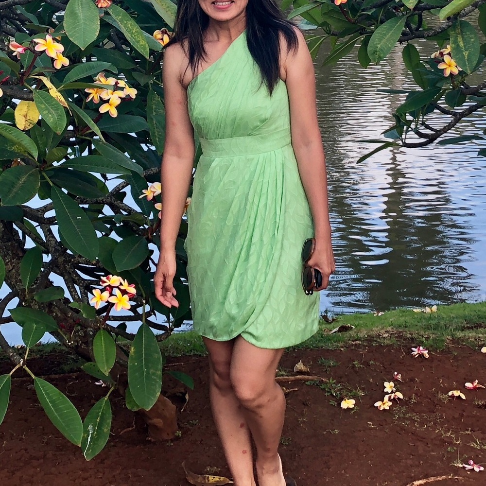 Shoshanna green asymmetrical dress